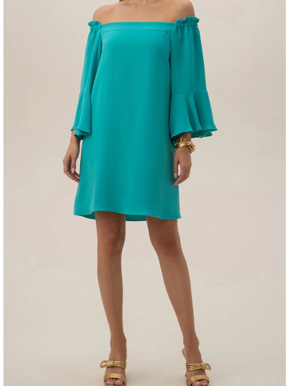 Trina Turk Knox $258 Long Sleeve Off the Shoulder Dress Small